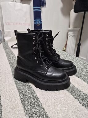 No Boundaries Black Lace-Up Platform Combat Boots